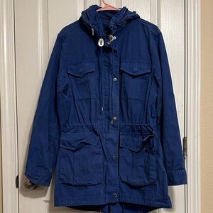 Classic Navy Hooded Anorak Jacket - Women